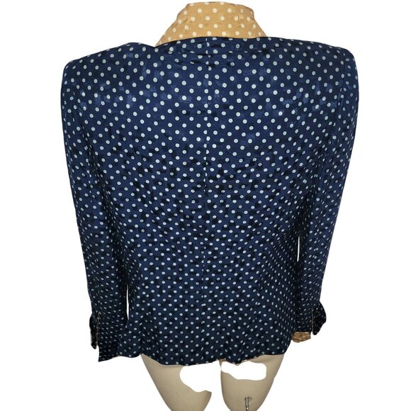 Vintage Helga Polka Dot Blazer Jacket With‎ Contrast Lapel & Cuffs Size S - Picture 6 of 6